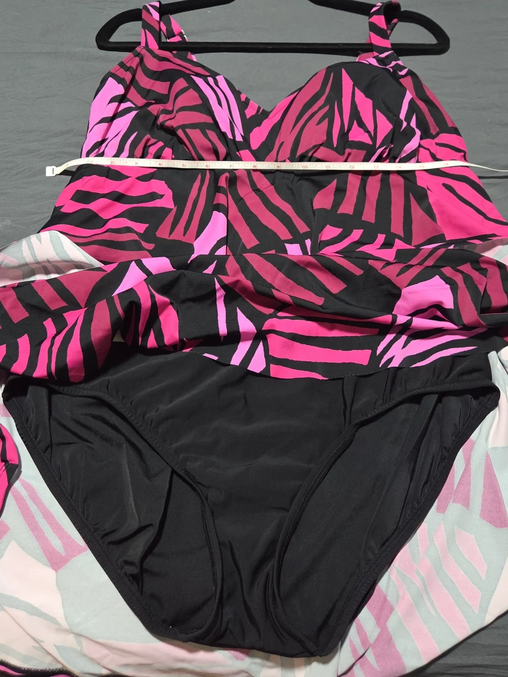 Tiered Zebra-Print One-Piece Swimdress in Hot Pink and Black